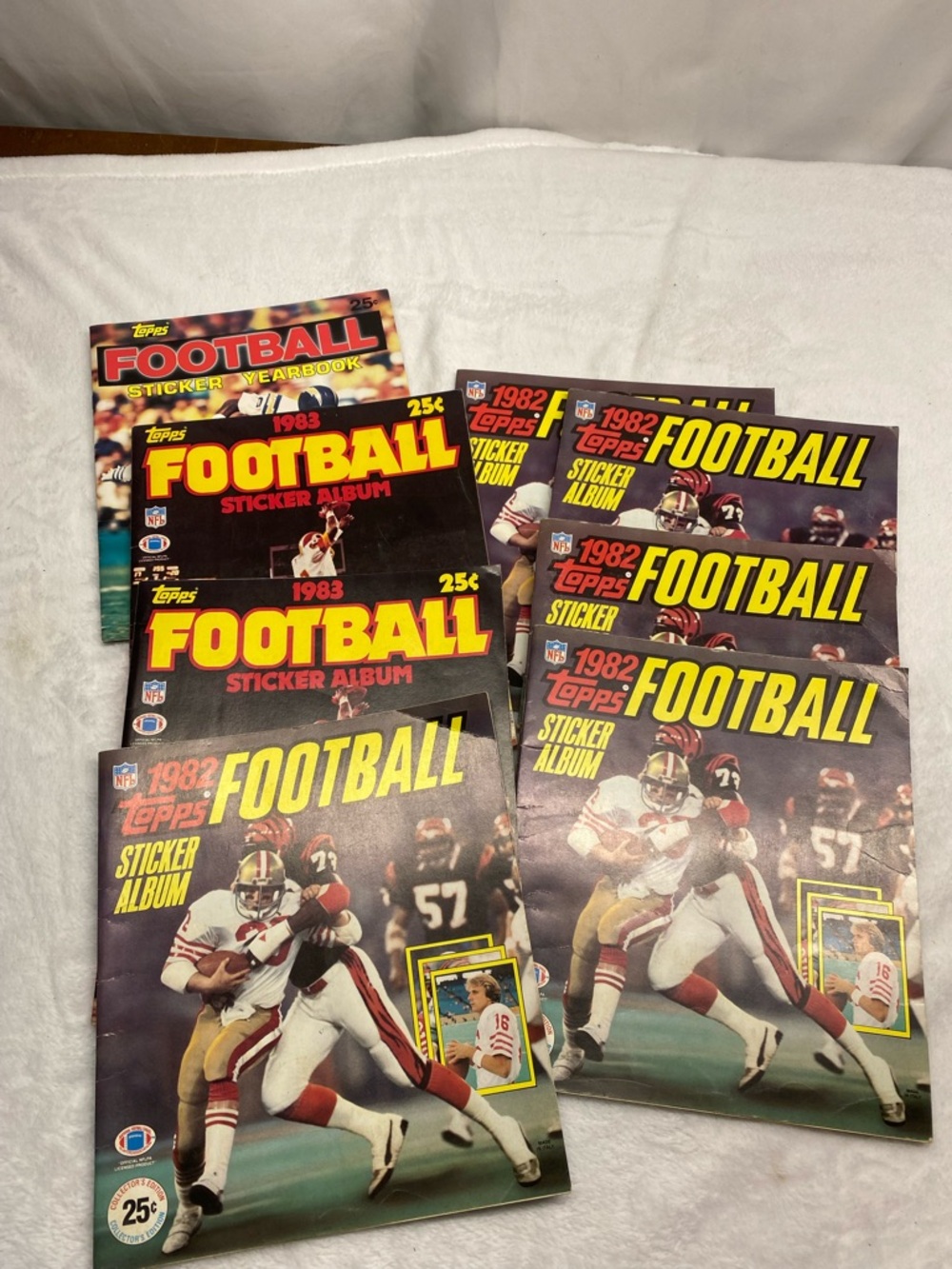 Vintage 1982&1983 Topps Football Sticker Album & Year Book Lot With Stickers